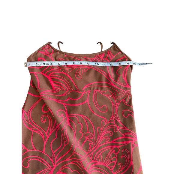 Athleta Brown Red Nylon Spaghetti Strap Vacation Travel Beach Swim Dress Medium - Picture 8 of 10
